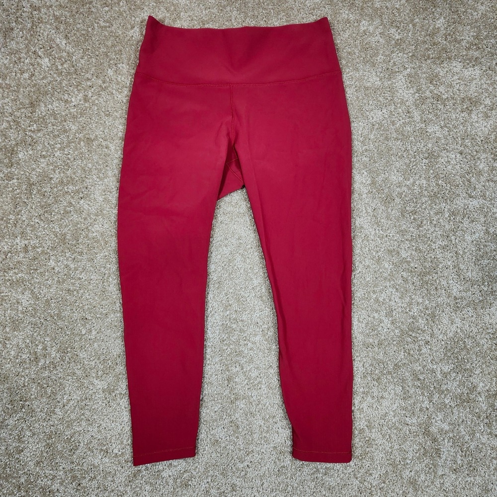 CALIA Leggings Red Ribbed High Waist Athletic Yoga Pants L‎